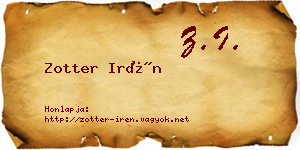 Zotter Irén névjegykártya